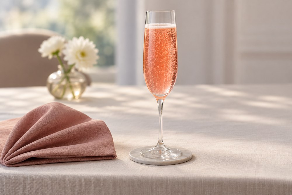 Schaumwein mit Hibiskus und Orange