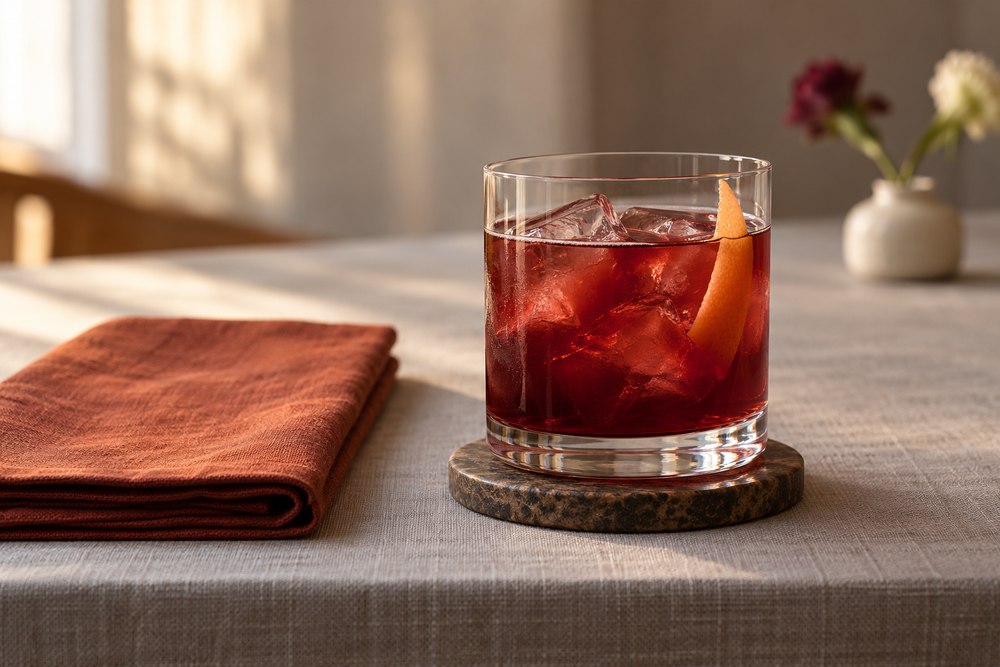 Rotwein, Sauerkirsche und Orange