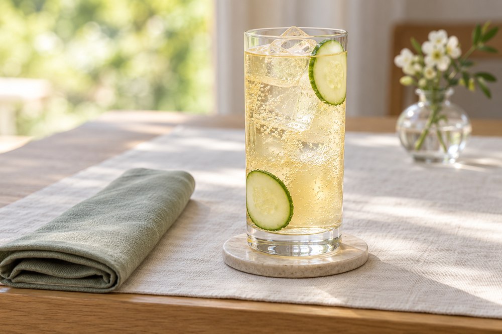Gin, Apfel und Gurke mit Limette