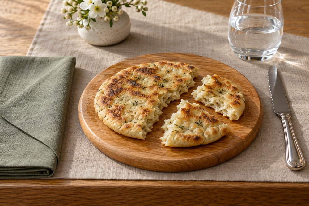 Pfannenfladen mit Thymian und Olivenöl