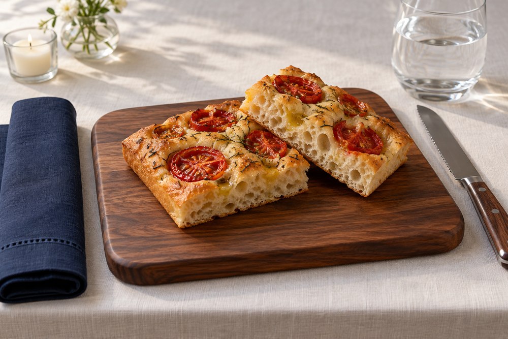 Focaccia mit Tomaten und Rosmarin