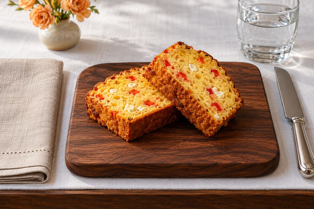 Maisbrot mit Peperoni und Feta