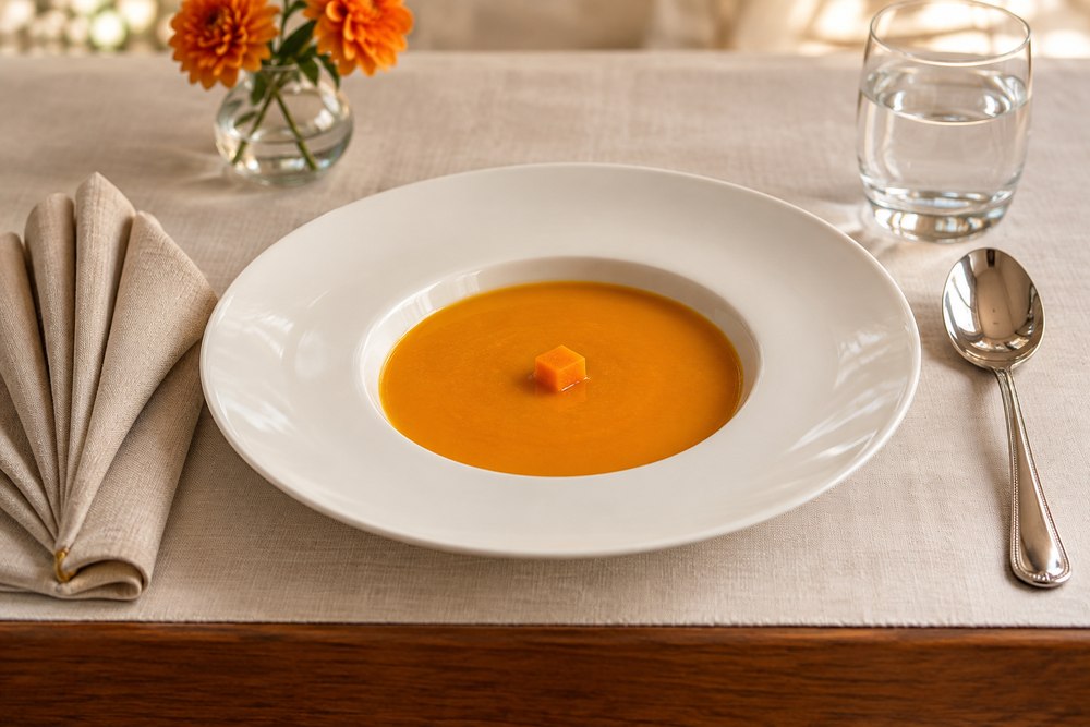 Kürbis Apfel Suppe mit Ingwer