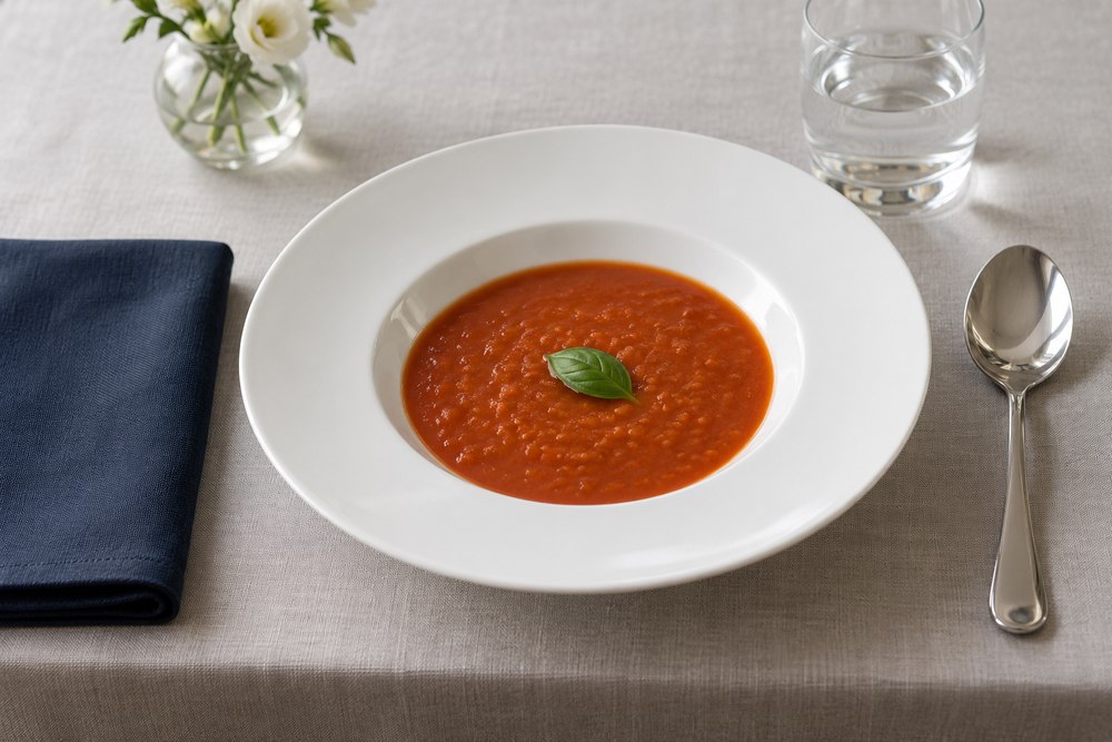 Tomaten Linsen Suppe mit Basilikum