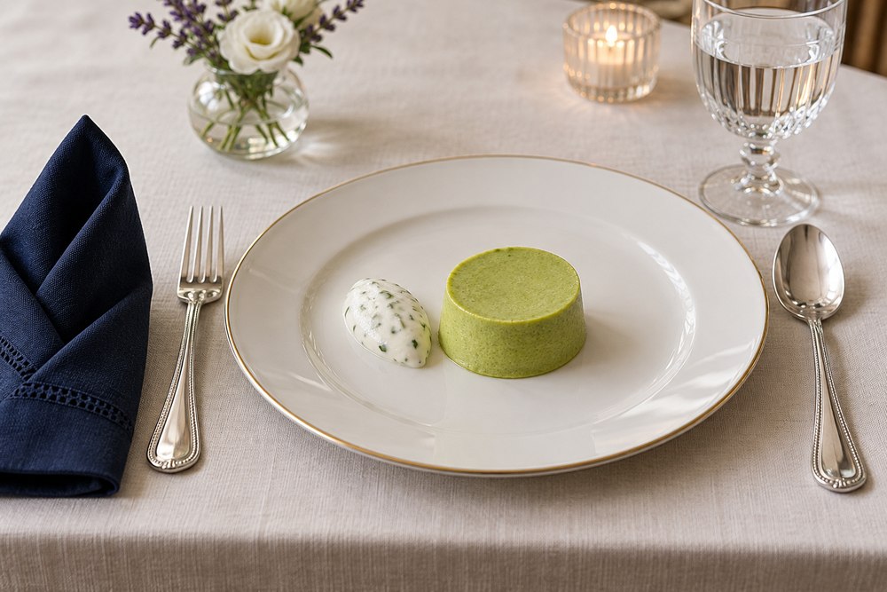 Erbsenflan mit Zitronenjoghurt