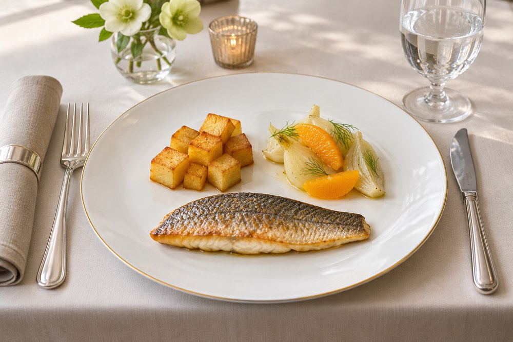 Forelle aus der Pfanne mit Fenchel und Orange