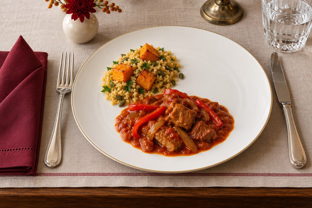 Trutenkavarma mit Kürbis Bulgur