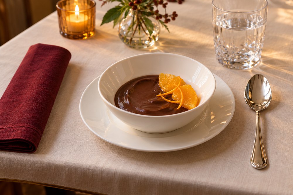 Dunkle Schokoladencreme mit Orange