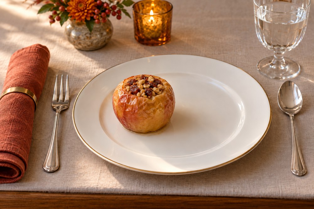 Bratapfel mit Datteln und Walnüssen